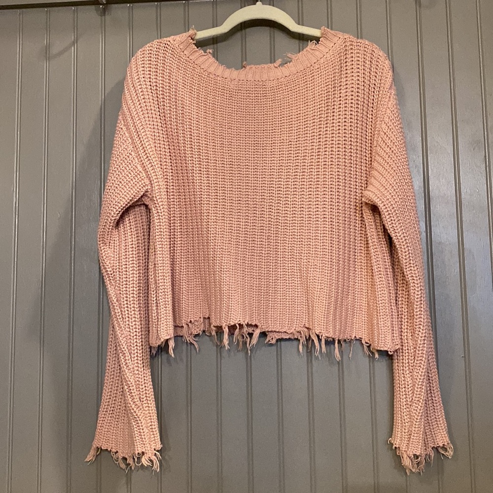 Forever 21 Distressed Cropped Sweater - Picture 2 of 3